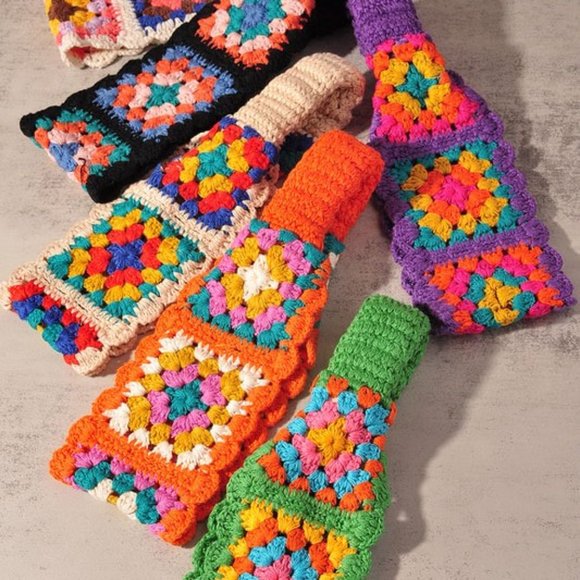 NEW Floral Patchwork Crochet Knit 100% Cotton Soft Hair Accent Headband Hairband - Picture 13 of 13